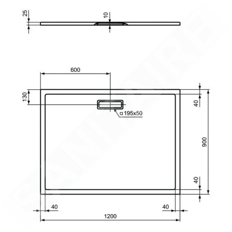 Ideal Standard Ultra Flat New - Receveur de douche 1200x900 mm, blanc mat T4483V1