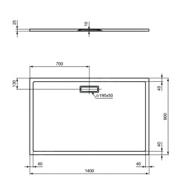 Ideal Standard Ultra Flat New - Receveur de douche 1400 x 900 mm, blanc mat T4484V1