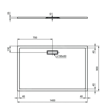 Ideal Standard Ultra Flat New - Receveur de douche 1400 x 900 mm, blanc mat T4484V1