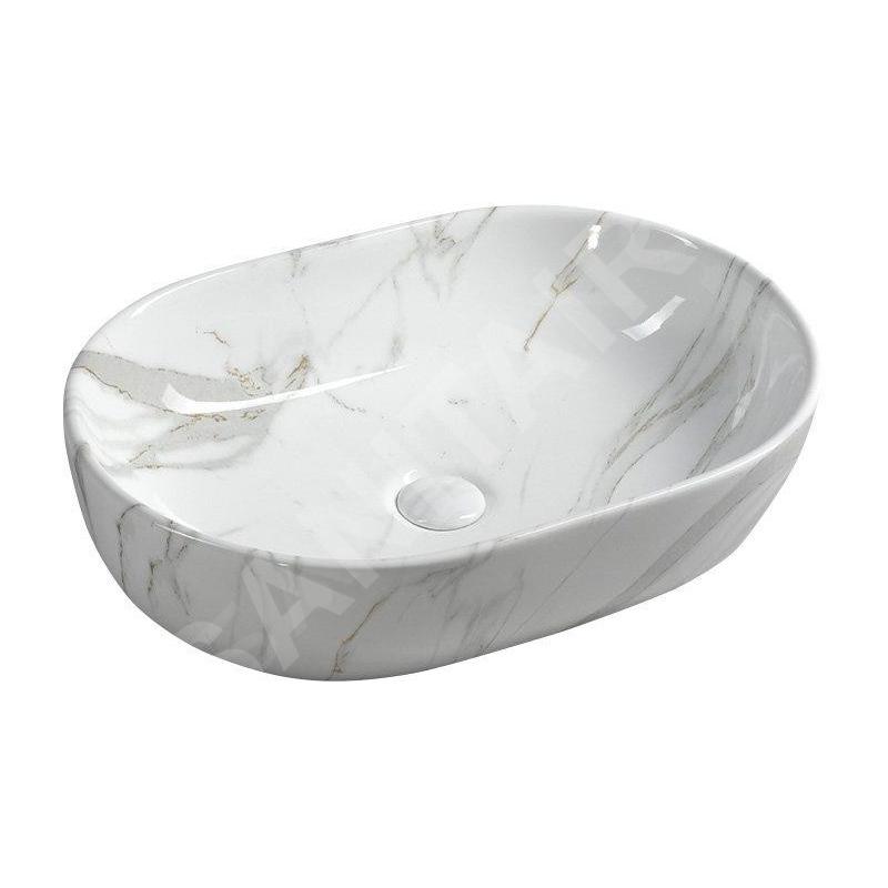 Sapho Dalma - Vasque à poser, 590x420 mm, sans trou pour robinet, carrara MM417 Sapho Dalma - Vasque à poser, 590x420 mm, sans trou pour robinet, carrara MM417