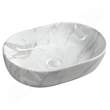 Sapho Dalma - Vasque à poser, 590x420 mm, sans trou pour robinet, carrara MM417