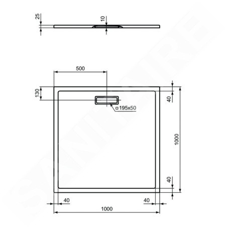 Ideal Standard Ultra Flat New - Receveur de douche 1000x1000 mm, blanc mat T4488V1