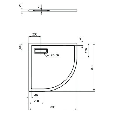 Ideal Standard Ultra Flat New - Receveur de douche, quart de cercle 800x800 mm, blanc mat T4491V1