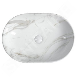 Sapho Dalma - Vasque à poser, 590x420 mm, sans trou pour robinet, carrara MM417