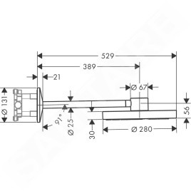 Axor One - Douche de tête 280, bras de douche 380 mm, 2 jet, chrome 48492000
