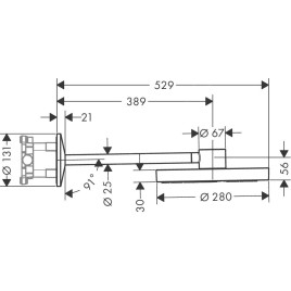 Axor One - Douche de tête 280, bras de douche 380 mm, 2 jets, noir mat 48492670
