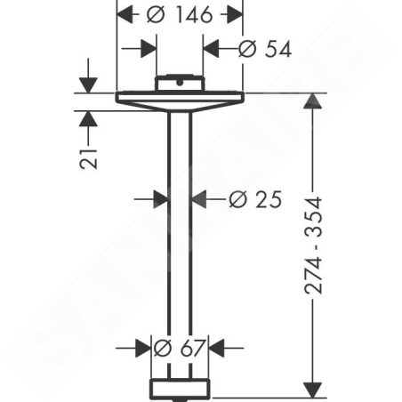 Axor One - Raccord de plafond 300 mm, chrome 48496000