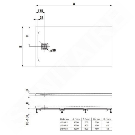 Laufen Pro - Receveur de douche 1300 x 800 mm, blanc H2159550000001