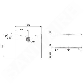 Laufen Pro - Receveur de douche 900x800 mm, blanc H2149500000001