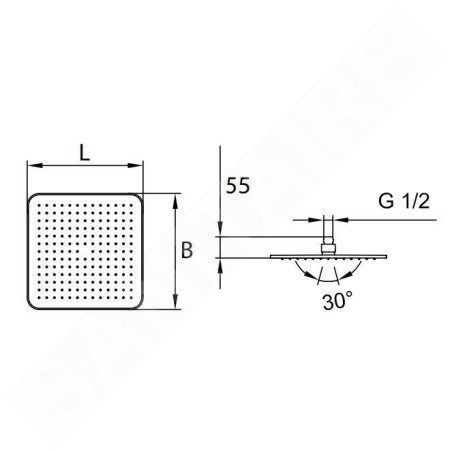 Laufen Accessoires de douche - Douche de tête, 202x202 mm, inox HF504720100000