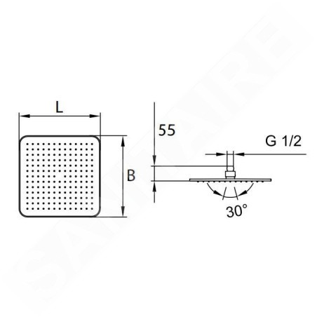 Laufen Accessoires de douche - Douche de tête, 302x302 mm, inox HF504722100000