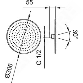 Laufen Accessoires de douche - Douche de tête, diamètre 306 mm, inox HF504725100000