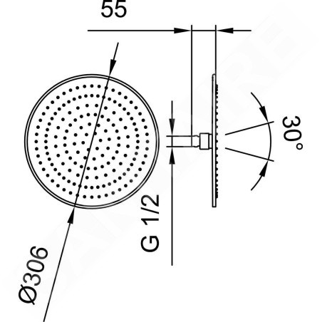 Laufen Accessoires de douche - Douche de tête, diamètre 306 mm, inox HF504725100000