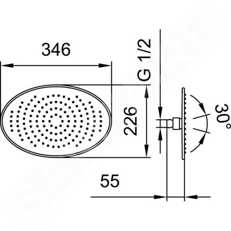 Laufen Accessoires de douche - Douche de tête, 226x346 mm, inox HF504728100000
