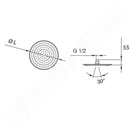 Laufen Accessoires de douche - Douche de tête, diamètre 206 mm, inox HF504729100000