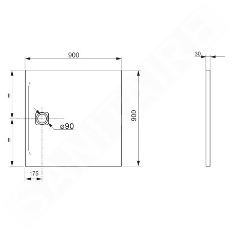 Laufen Pro - Receveur de douche 900x900 mm, noir mat H2109560800001
