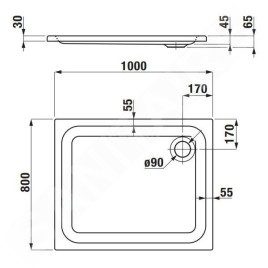 Laufen Solutions - Receveur de douche 1000x800x30 mm, blanc H2115080000001