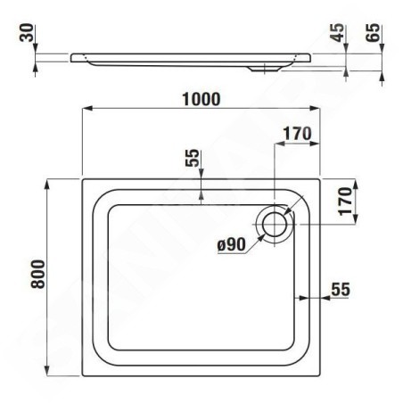 Laufen Solutions - Receveur de douche 1000x800x30 mm, blanc H2115080000001