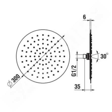 Laufen Accessoires de douche - Douche de tête, diamètre 300 mm, nickel brossé H3679810032311