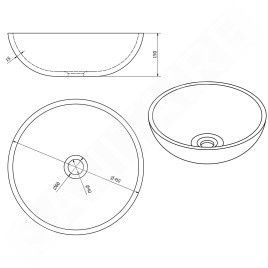 Sapho Priori - Vasque, diamètre 410 mm, sans trop-plein, brun/ motif bleu PI023