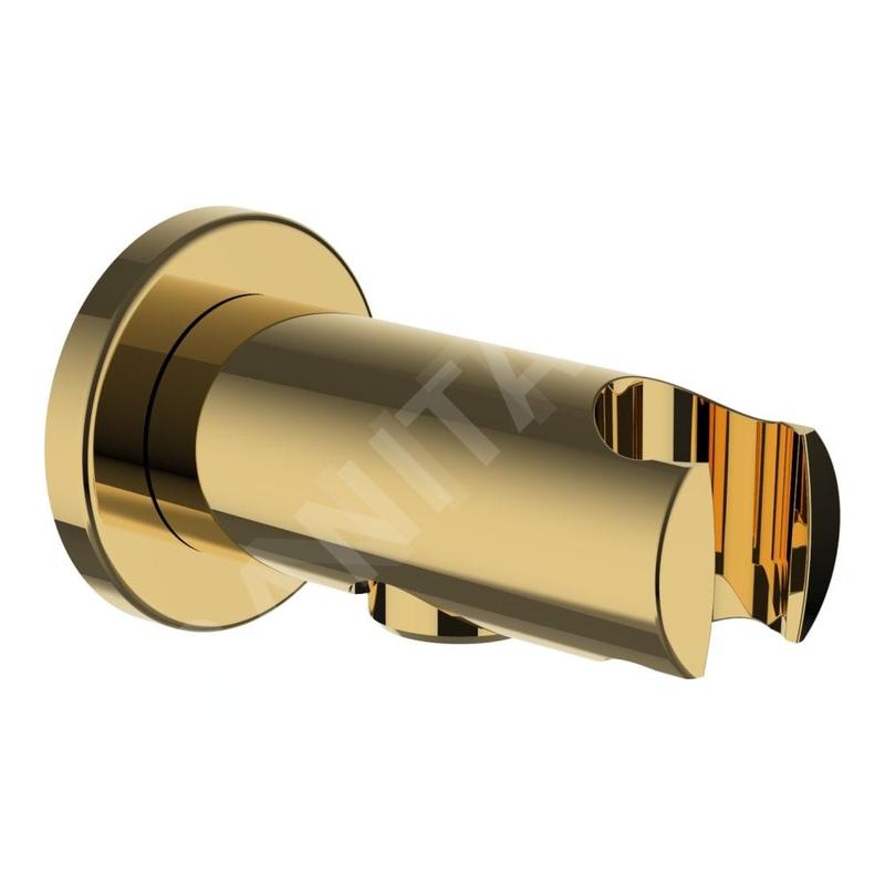Laufen Accessoires de douche - Coude de douche avec support, doré brillant HF504778463000