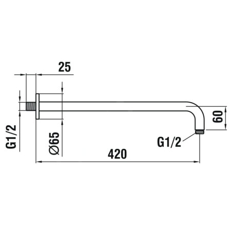 Laufen Accessoires de douche - Bras de douche mural, 420 mm, rose doré HF960109465001