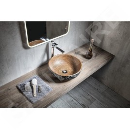 Sapho Priori - Vasque, diamètre 410 mm, sans trop-plein, brun/ motif bleu PI023