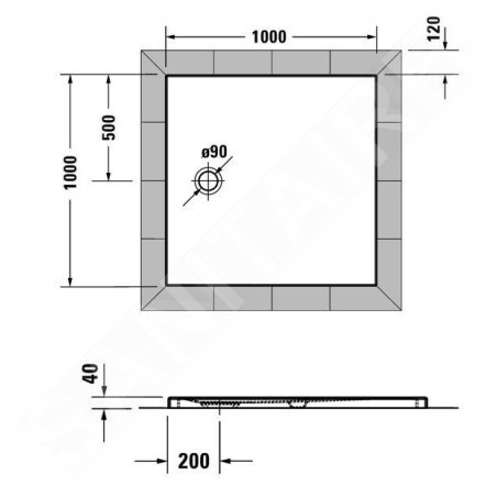 Duravit Tempano - Receveur de douche 1000x1000x40 mm, blanc 720189000000000