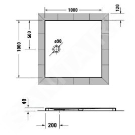 Duravit Tempano - Receveur de douche 1000x1000x40 mm, Antislip, blanc 720189000000001
