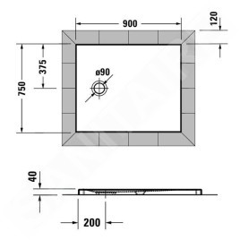 Duravit Tempano - Receveur de douche 900x750x40 mm, blanc 720191000000000