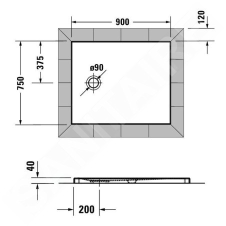 Duravit Tempano - Receveur de douche 900x750x40 mm, blanc 720191000000000