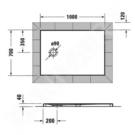 Duravit Tempano - Receveur de douche 1000x700x40 mm, blanc 720193000000000