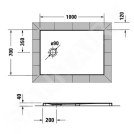 Duravit Tempano - Receveur de douche 1000x700x40 mm, Antislip, blanc 720193000000001