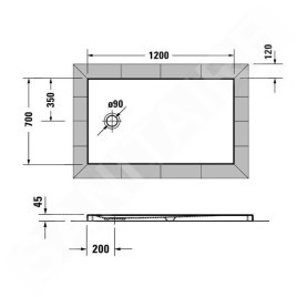 Duravit Tempano - Receveur de douche 1200x700x45 mm, blanc 720196000000000