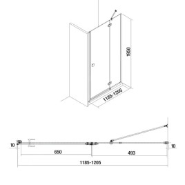Jika Cubito Pure - Porte de douche rabattable 1200 ????mm, gauche, Jika Perla Glass, argent/verre clair H2544260026681
