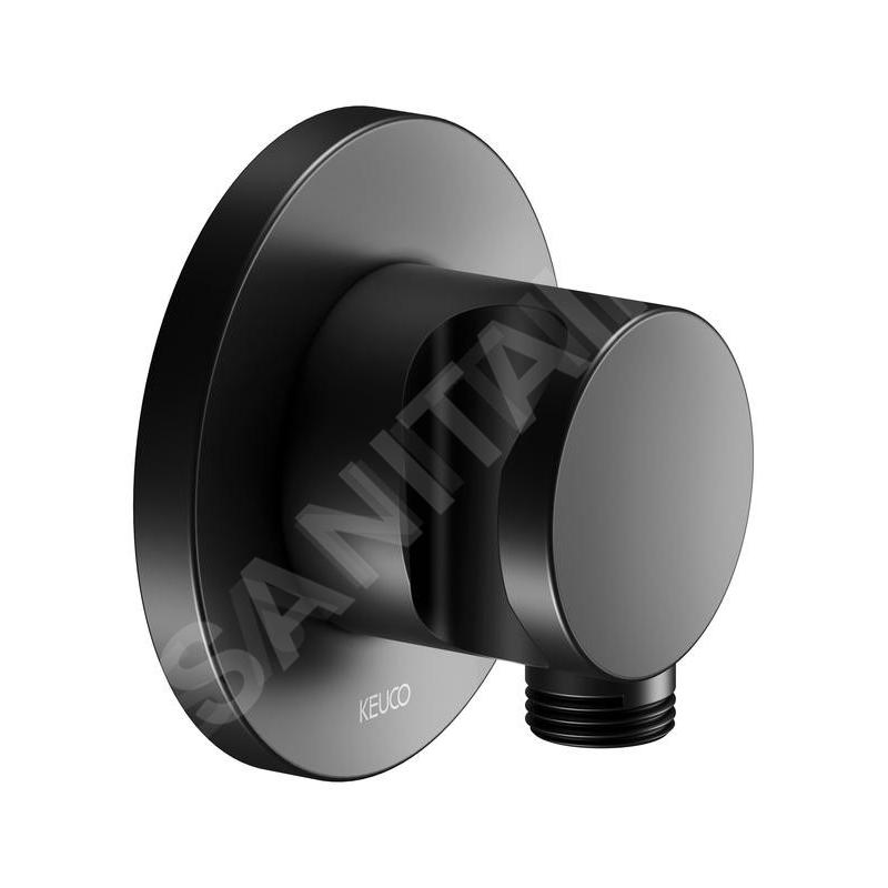 Keuco IXMO - Coude de raccordement de douche avec support, noir mat 59592370001