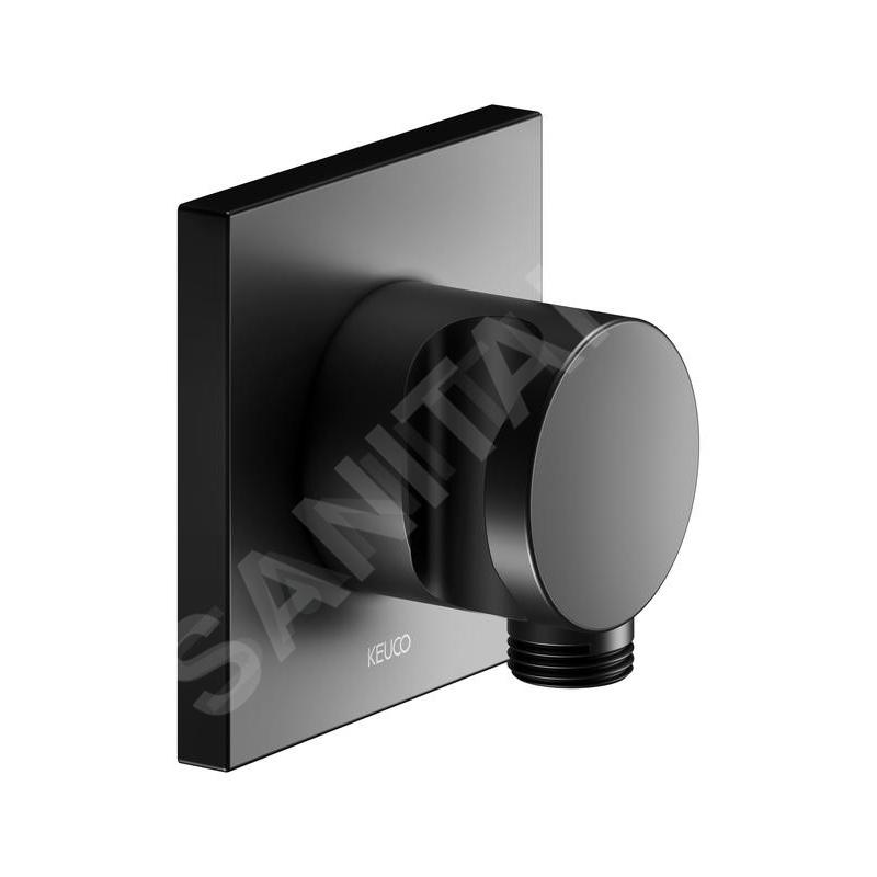 Keuco IXMO - Coude de raccordement de douche avec support, noir mat 59592370002