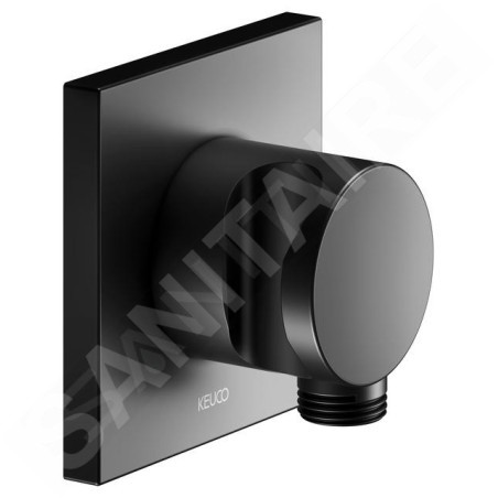 Keuco IXMO - Coude de raccordement de douche avec support, noir mat 59592370002