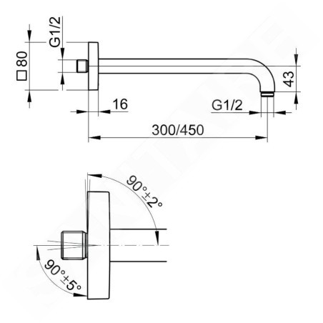 Keuco Edition 300 - Bras de douche, longueur 400 mm, noir mat 53088370402