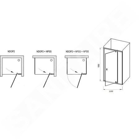 Ravak Nexty - Porte de douche pivotante 1100 mm, noir/verre clair 03OD0300Z1
