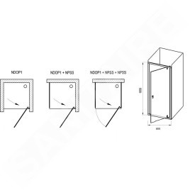 Ravak Nexty - Porte de douche pivotante 800 mm, verre satiné/clair 03O40U00Z1