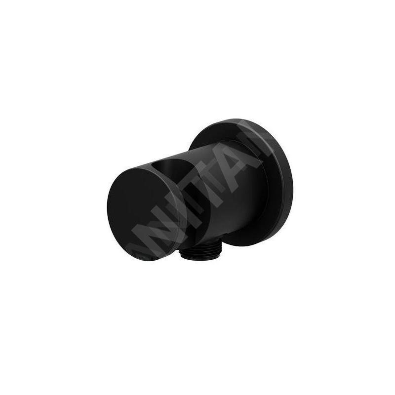 Ravak Chrome - Coude de raccordement de douche avec support, noir X07P572