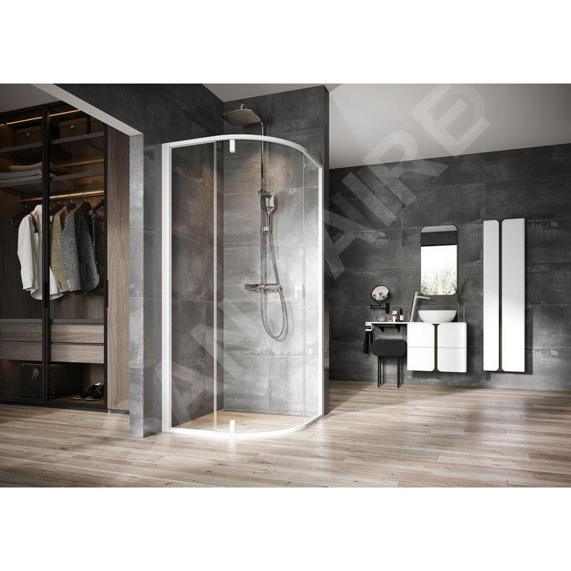 Ravak Nexty - Cabine de douche quart de rond, 1000x1000 mm, blanc/verre clair 3O6AA101Z1