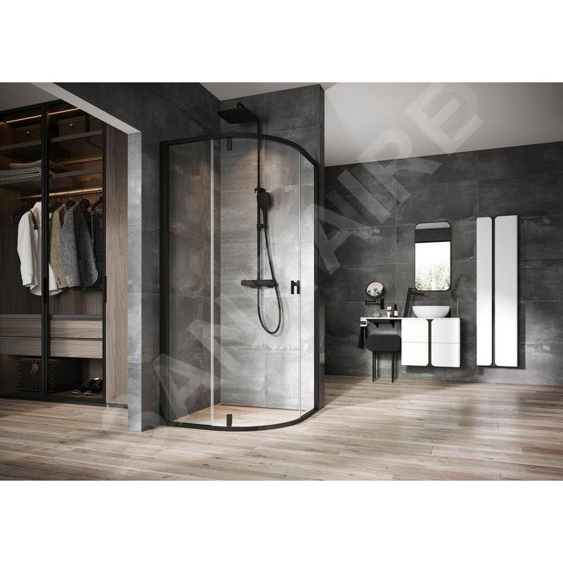 Ravak Nexty - Cabine de douche quart de cercle, 800x800 mm, noir/verre clair 3O644300Z1