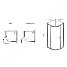 Ravak Nexty - Cabine de douche quart de rond, 900x900 mm, verre satiné/clair 3O677U00Z1