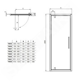 Ideal Standard i.Life - Porte de douche pivotanteante 950 mm, silver bright / verre clair T4840EO