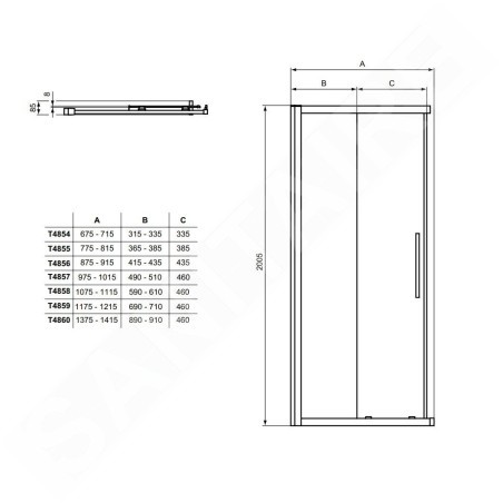 Ideal Standard i.Life - Porte de douche coulissante, deux battants, 1000 mm, silver bright / verre clair T4857EO