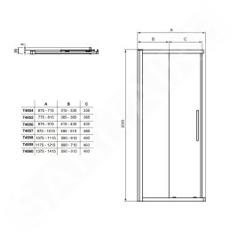 Ideal Standard i.Life - Porte de douche coulissante, deux battants, 1100 mm, silver bright / verre clair T4858EO