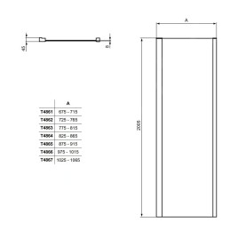 Ideal Standard i.Life - Paroi latéral fixe 750 mm, silver bright / verre clair T4862EO