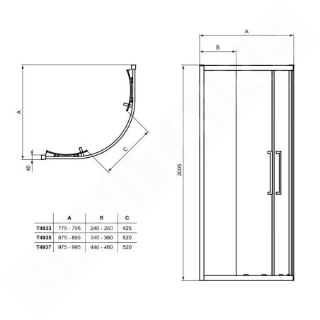 Ideal Standard i.Life - Cabine de douche 1000x1000 mm, silver bright / verre clair T4937EO